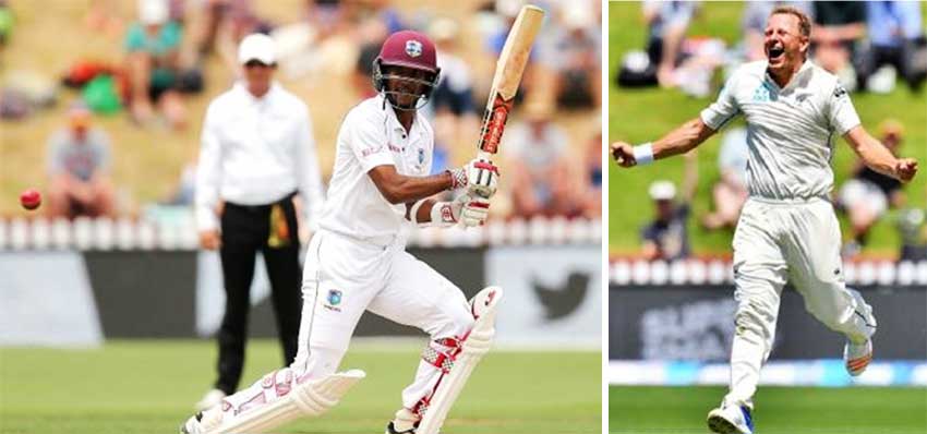 Image: (L-R) West Indies opening batsman Kraigg Brathwaite had scores of 24 and 91; Neil Wagner picked up 9 for 141 in the match for New Zealand.