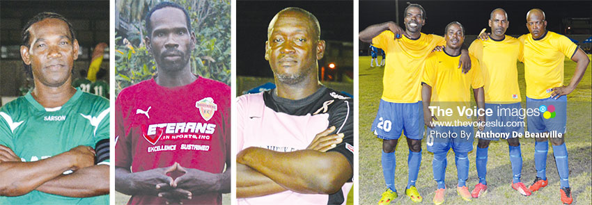 Image: (L-R) Douglas Marcellin (VFS), Jerome Serville (Soufriere), Wilbur Moffat (CVF) and Micoud quartet set to turn on the heat. (PHOTO: Anthony De Beauville)