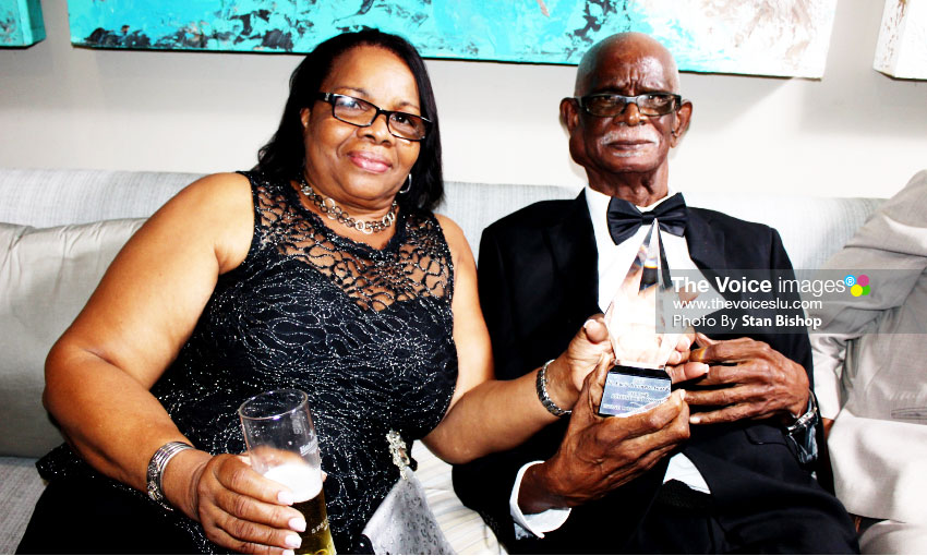 Image of Irvine Norville and his wife, Prudencia, at last Saturday’s St. Lucia Business Awards. [PHOTO: Stan Bishop]