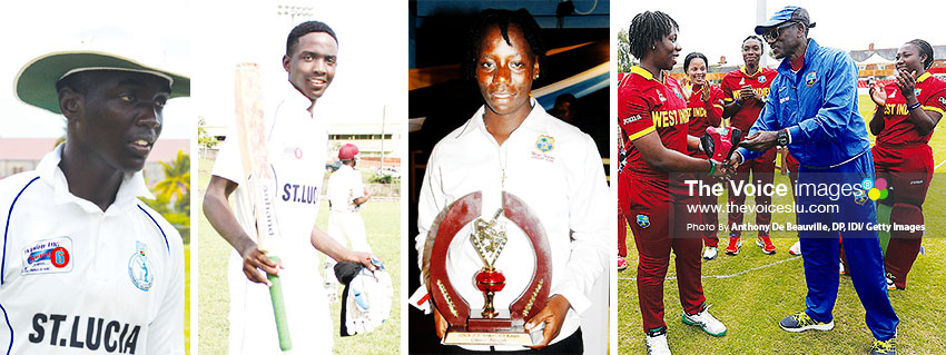 Image: (L-R) Junior Cricketer of the Year Kimani Melius in West Indies colours; Melius acknowledges the crowd after reaching another milestone; Qiana Joseph copped the Junior and Senior Cricketer of the Year award; Sixteen-year-old debutant Qiana Joseph gets her cap from Vasbert Drakes, South Africa versus West Indies, Women’s World Cup 2017, Leicester, July 2, 2017. (PHOTO: Anthony De Beauville, DP, IDI/ Getty Images)
