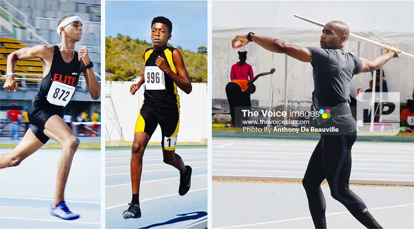 Image: (L-R) Armani Modeste (200m, 400m), Taric Xavier (800m, 1500m), Albert Reynolds (Javelin). (Photo: Anthony De Beauville)