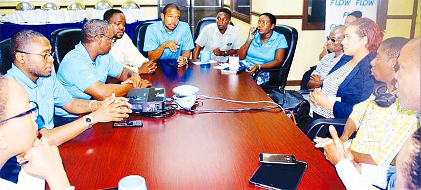 Image of Flow's Terry Finisterre making a point.