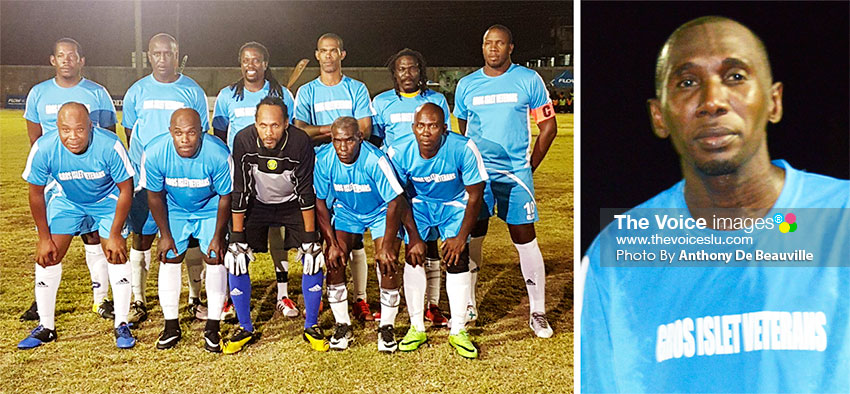 Image: (L-R) Gros Islet; lead goal scorer, Roger Celestine (8). (Photo: Anthony De Beauville)