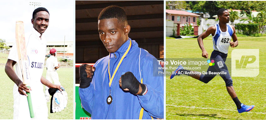 Image: (L-R) Kimani Melius (cricket), Nathan Ferrari (boxing) and Ruben Nichols (athletics). (PHOTO: AC/Anthony De Beauville)