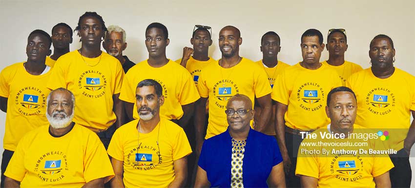 Image: Saint Lucia Commonwealth Games, Gold Coast team 2019, missing in photo – Levern Spencer; Spencer was the only athlete to bring home a medal. (PHOTO: Anthony De Beauville)  