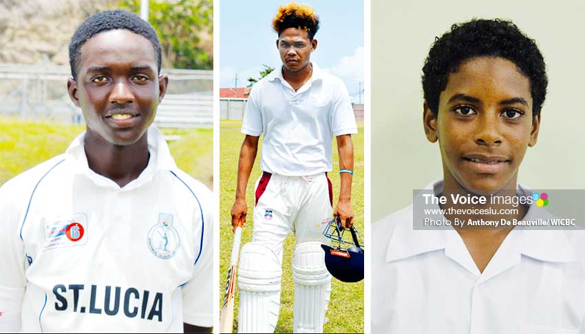 Image: (L-R) Kimani Melius (West Indies U19 opening batsman), Jermain Harding - middle order batsman and Akeem Auguste – National U15 captain (PHOTO: Anthony De Beauville/ WICBC)