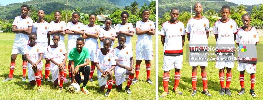 Image: (L-R) Pioneers U14 team; goal scorers against Valley Soccer, Marlon Nurse, Shaquan Nelson, Ajani Hippolyte and Immanuel Francis. (PHOTO: Anthony De Beauville)