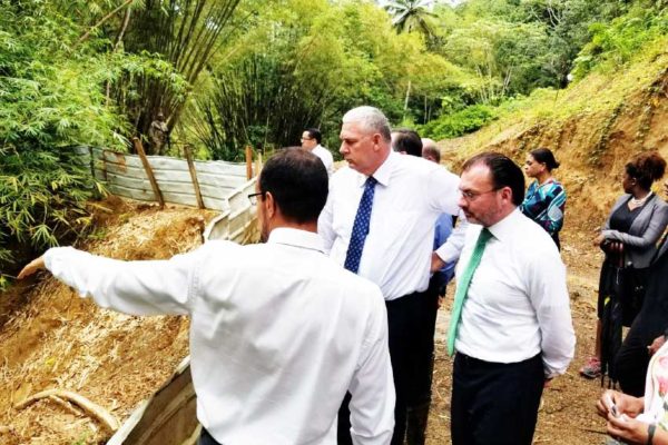 Image: Prime Minister Chastanet and the Mexican Foreign Minister Luis Caso touring various points in the Dennery North Water Project.