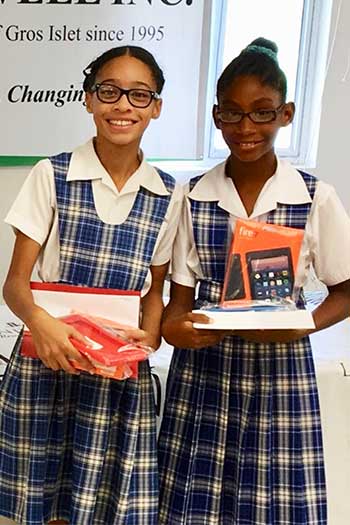 Image: Quiz Winners Kayla Samson and Alannah Bousquet of Montessori Centre.