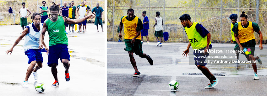Image of Some of the well behaved inmates showing their football skills on Friday. (PHOTO: Anthony De Beauville)