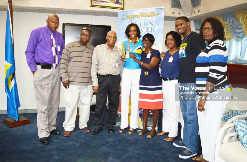 World ranked female high jumper, Levern Spencer; a special photo moment with family members (Photo by Anthony De Beauville)