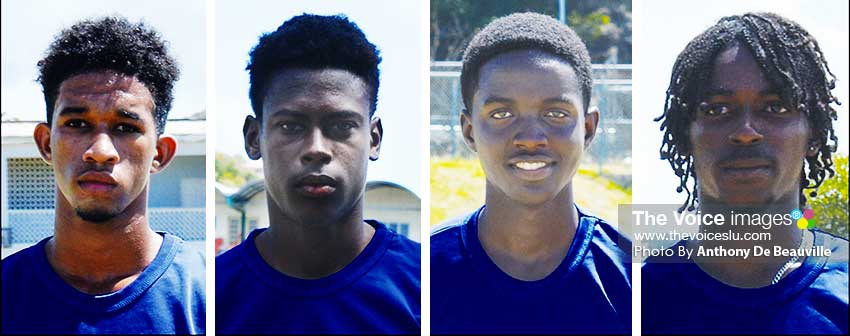 Image: (L-R) Dominic Auguste (SALCC), Garvin Serieux (Micoud Secondary), Kimani Melius (Babonneau Secondary) and Dane Edward (SALCC).(PHOTO: Anthony De Beauville)