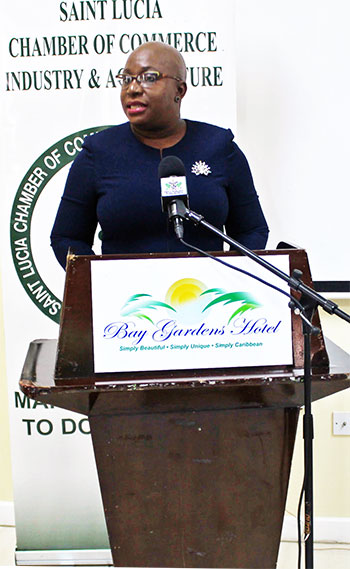 Image of Minister Dr. Gale T. Rigobert at the Chamber