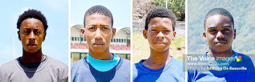 Image: (L-R)Hanif Antoine (110 for Choiseul), Sanjay Hayle -SALCC picked up 4 for 8, Simeon Gerson SMC took 2 for 34 Jehan Boodha SMC chipped in with 20 (Photo: Anthony De Beauville)