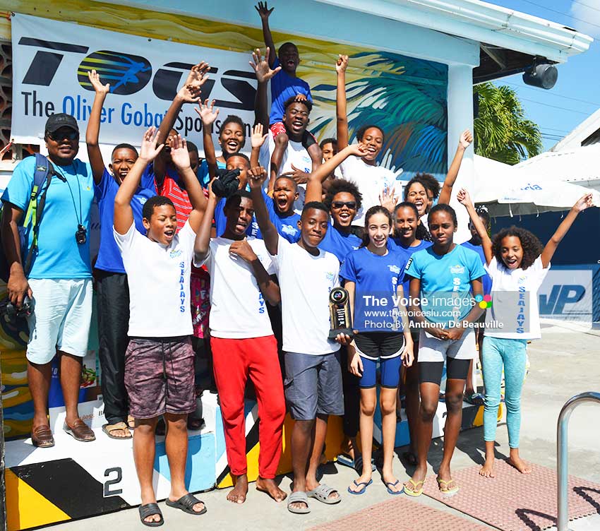 Image: Seajays Swim Club celebrate their victory (Photo: Anthony De Beauville)