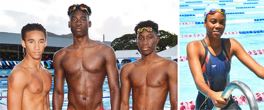 Image: (l-r) Seajays swimmers - Terrel Monplaisir, Omar Alexander, Devin Boodha and Marisa Louisy (Photo: Anthony De Beauville)