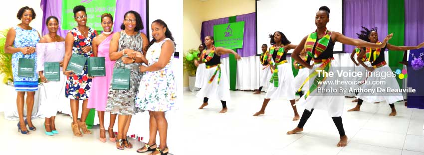 Image: Working behind the scene, the ladies who make it happen for LA receiving a gift of appreciation; not just swimming as the young ladies performed in dance. (PHOTO: Anthony De Beauville)