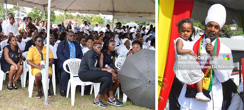 Image: Parliamentary representative for Castries North Stevenson King was also in attendance’; Tafari’sbrother Elijah Charlemagne giving the Eulogy (Photo: Anthony De Beauville)