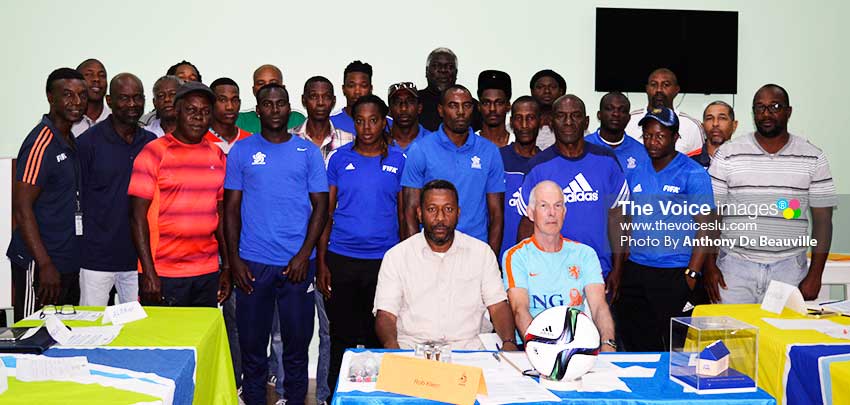 Image: Photo moment for SLFA Officials: Instructor Rob Klyne and course participants at Tuesday’s opening ceremony (Photo: Anthony De Beauville)