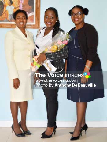 Image: (L-R) Chairman National Lotteries Authority -Nancy Charles, NLA representative at the Queen pageant Cassie Emmanuel and former carnival queen and Director of the Dennery Carnival Committee - Patrika Evence (Photo: Anthony De Beauville)