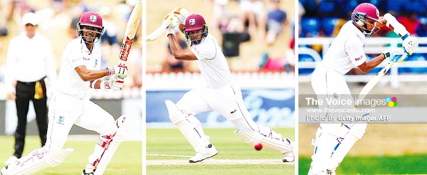 Image: (L-R) Kraigg Brathwaite, Kieron Powell and Shane Dowrich. (PHOTO: Getty Images/AFP)