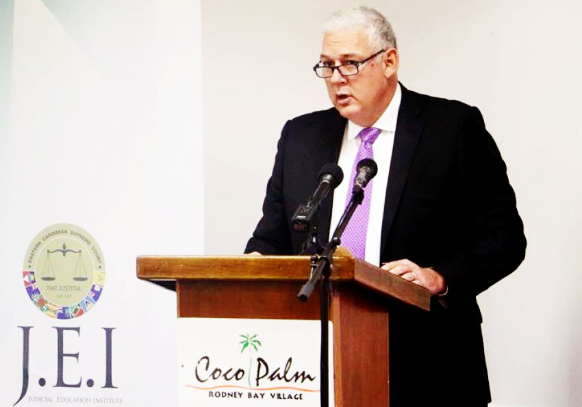 Image of the PM addressing the judicial officers.