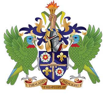 Image of Saint Lucia’s Coat of Arms, designed by Sydney Bagshaw