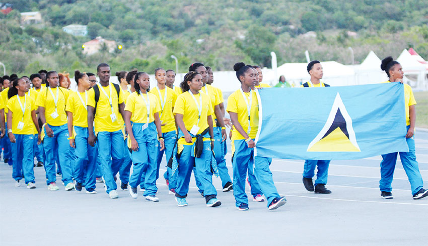 Image: Team Saint Lucia at the opening ceremony. (PHOTO: DP)