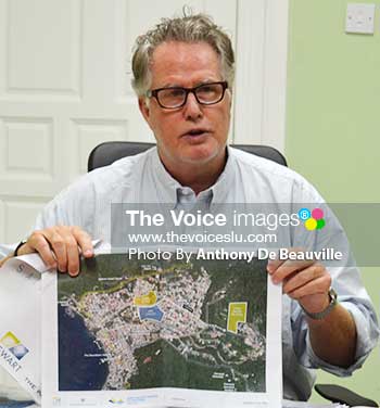 Image: Sports Consultant, Don Lockerbie discussing the Master Plan with members of the media (Photo: Anthony De Beauville)