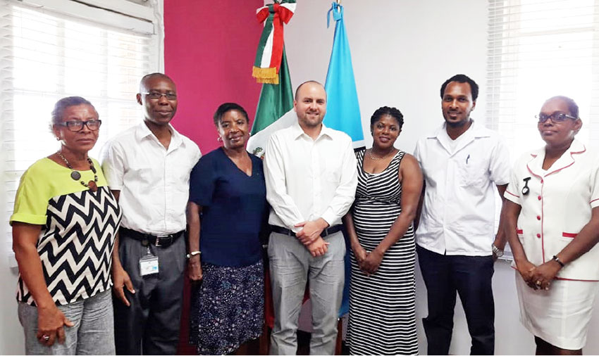Image: From left to right: Popo, Obodoechina, NWU Education and Secretariat Activities Coordinator Norma Maynard, Imanol from the Mexican Embassy here, Yoland, Francis and Phillips-Augustin.
