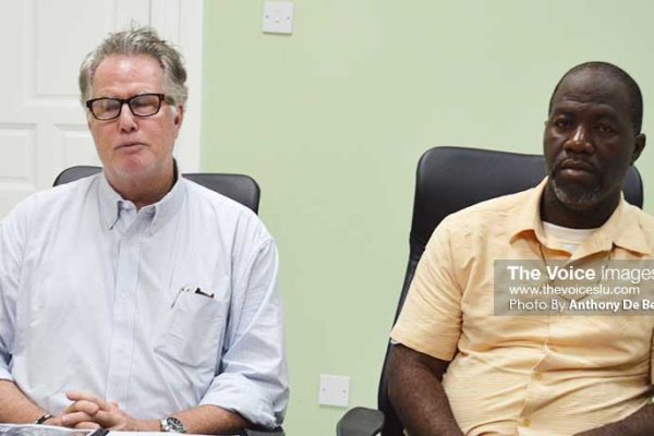 Image: (L-R) Sports Consultant Don Lockerbie and Minister of Youth Development and Sports, Attaché - Ricky Alexander at the media press conference (Photo: Anthony De Beauville)