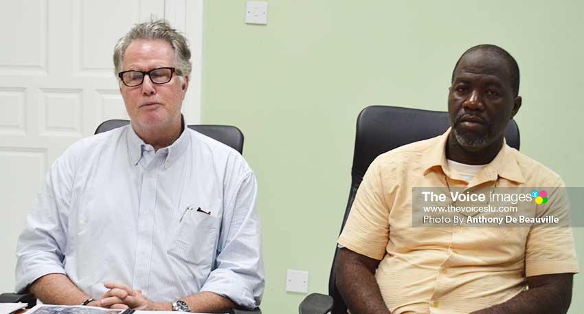 Image: (L-R) Sports Consultant Don Lockerbie and Minister of Youth Development and Sports, Attaché - Ricky Alexander at the media press conference (Photo: Anthony De Beauville)