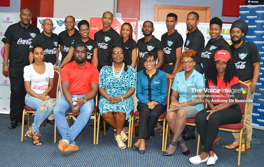 Image: (Backrow) Timeout Entertainment family; (front row) representatives from the various sponsors take a time out for a photo moment (Photo: Anthony De Beauville)