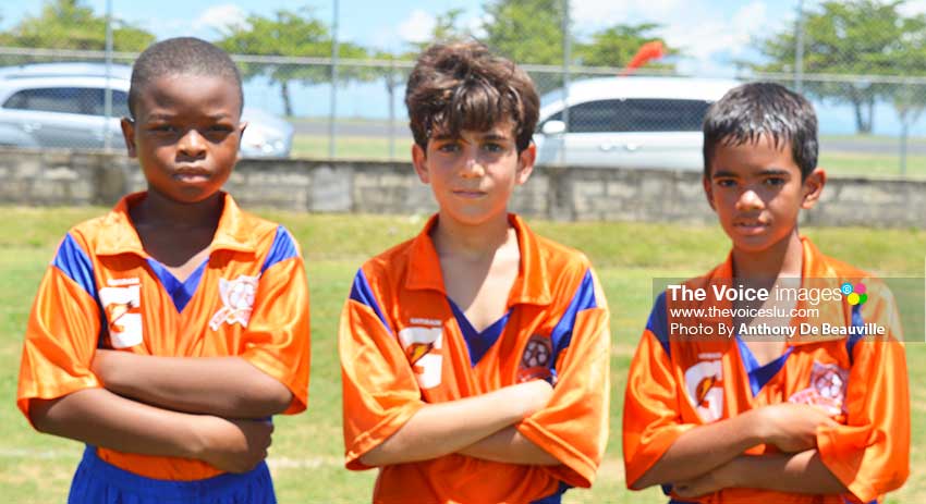 Image: (L-R) Goal scorers for Valley Soccer FC against Flow Lancers FC, Urai Clovis, Daniel Zakhour and Alex Deveaux (PHOTO: Anthony De Beauville)
