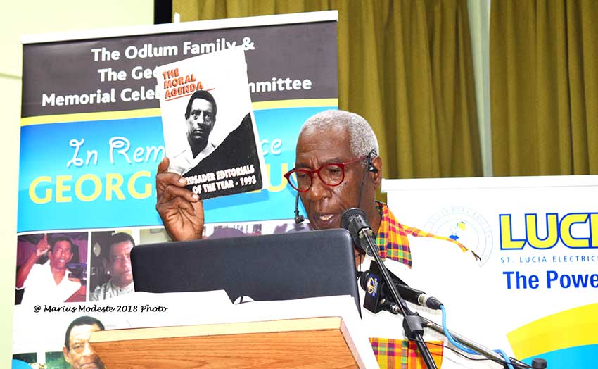 Image of Earl Bousquet delivering the Odlum Lecture Tuesday night.