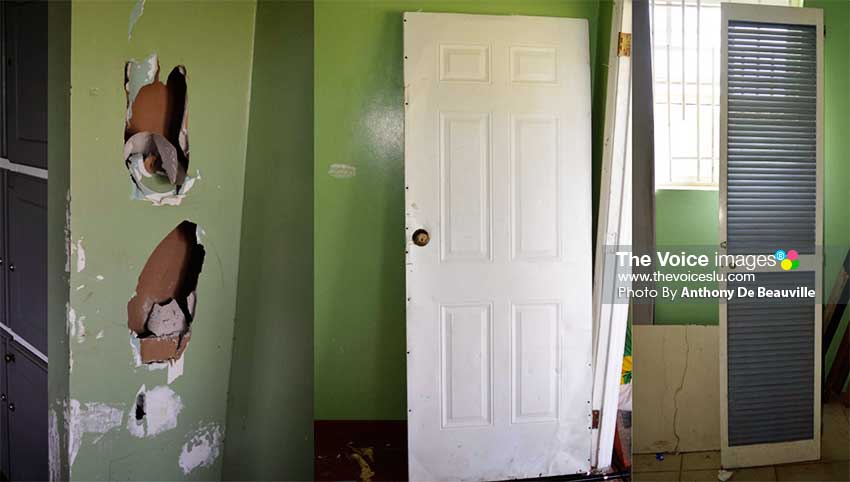 Image: Just some of the vandalism which has taken place in the Gros Islet; walls ripped, doors removed from their hinges for various reasons. (PHOTO: Anthony De Beauville)