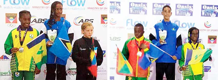 Image: (L-R) High point winners for Saint Lucia at the 28th edition of the OECS Swim Championship ,Fayth Jeffrey and D’ Andre Blanchard (Photo: GC)