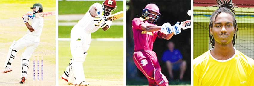 Image: (L-R) Kirt Edwards (captain), Devon Smith (unavailable), AlickAthanaze (newcomer), Tarryck Gabriel (Saint Lucia top order batsman) (WICB Media. PHOTO/Randy Brooks/Anthony De Beauville)