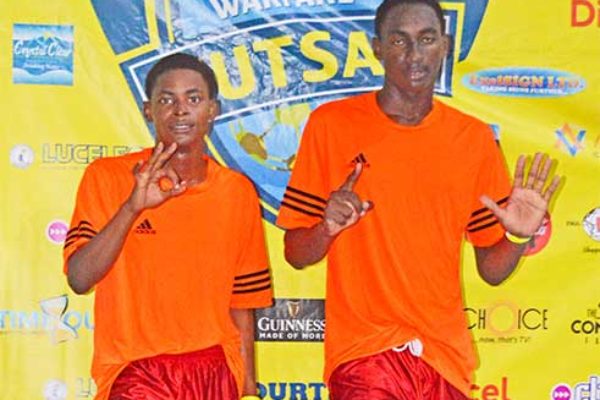 Image: (l-r) Sandals Grande hat trick scorers against Beachcomber, Louinus George and Ted Lawrence