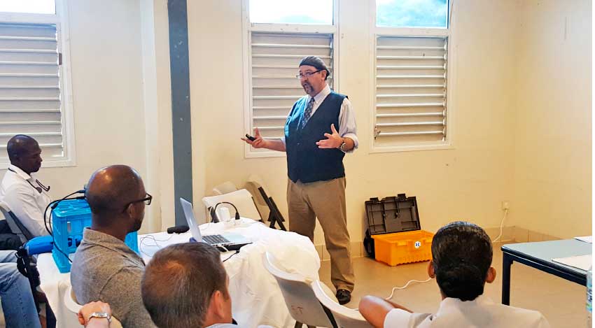 Image: Professor at the Stony Brook University, William Mallon, during a training exercise