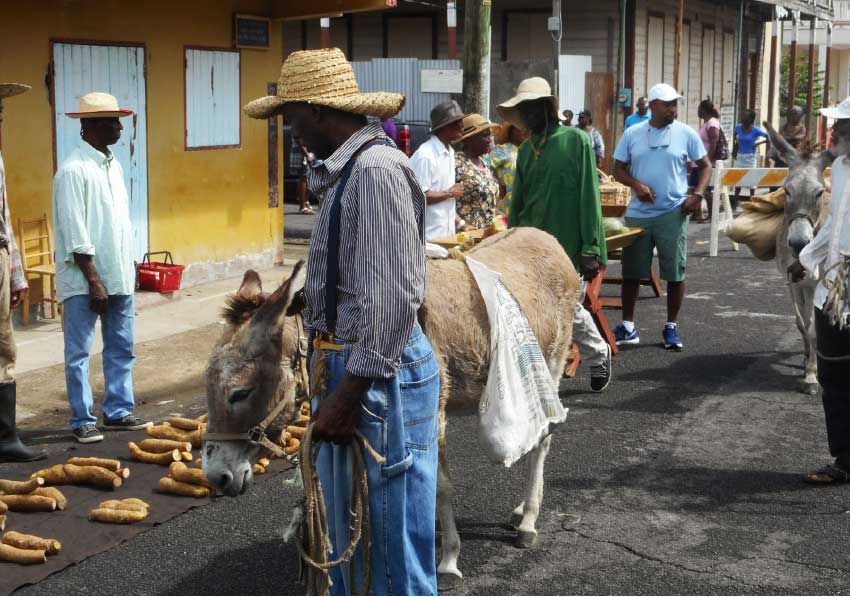 Image: Part of the scene set to recreat a Vieux Fort market way-back-when for local producer Mathurine Emanuel’s fourth film.