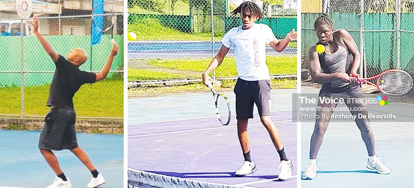 Image: (L-R) Players in action last evening, Brent St. Catherine, Jean Phillipe Murray and Iyana Paul. (PHOTO: Anthony De Beauville)