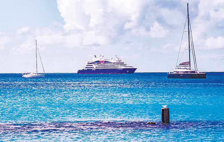 Image of Le Champlain making its maiden voyage to Saint Lucia.