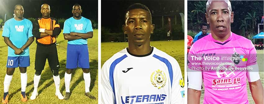 Image: (L-R) Nigel Springer, Vilan Edward, Trevor Daniel (Flow Lancers FC); Elijah Joseph (Gros Islet); Earl Jean (Central Vieux Fort). (PHOTO: Anthony De Beauville)