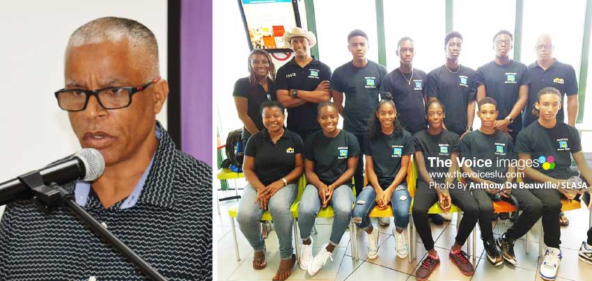 Image: SLASA President, Eddie Hazel; Saint Lucia CARIFTA team for 2018. (Photo: Anthony De Beauville/ SLASA)