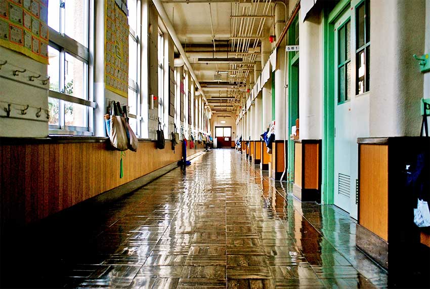 image of a school hallway