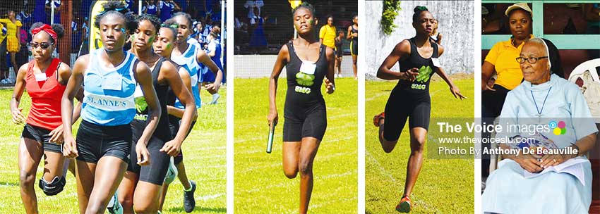 Image: Some of the athletes in action accumulating points for their respective houses; former SJC Principal Sister Claire taking in some of the action. (PHOTO: Anthony De Beauville)