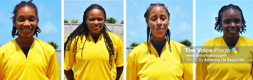 Image: (L-R)Zadia James, Ferdil Joseph, Mailka Edward, Marlene Preville. (PHOTO: Anthony De Beauville)