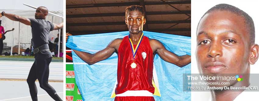 Image: (L-R) Albert Reynolds (Athletics), Lyndell Marcellin (Boxing) and Larry Edwards (Cricket). (PHOTO: Anthony De Beauville/ CWI)