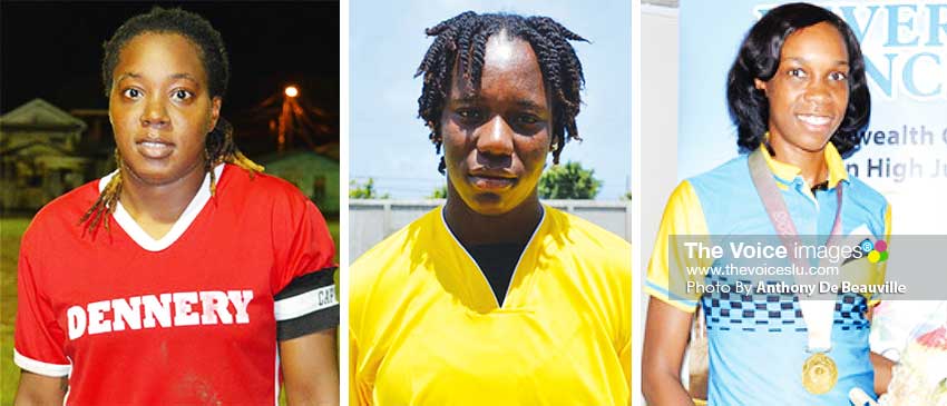 Image: (L-R)Ellisha Marquis (Football), Qiana Joseph (Cricket) and Levern Spencer (Athletics). (PHOTO: Anthony De Beauville)